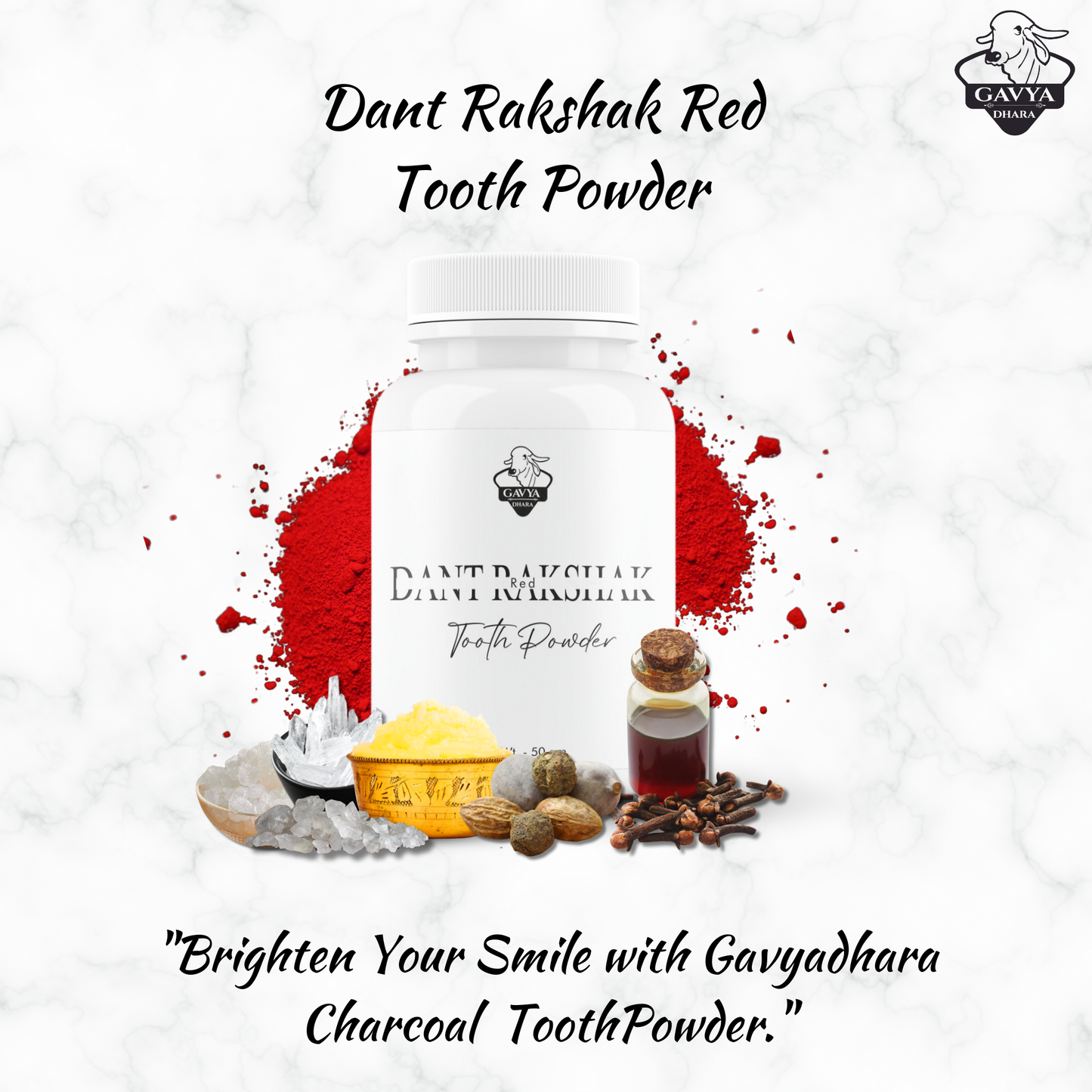 Gavyadhara Lal Dant Manjan - Dantrakshak, 50gm