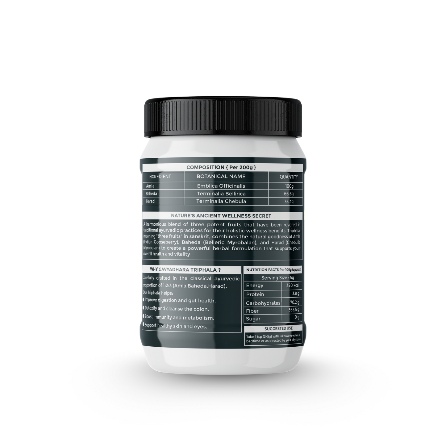 Gavyadhara Triphala Powder in 3:2:1 ratio, 200gm