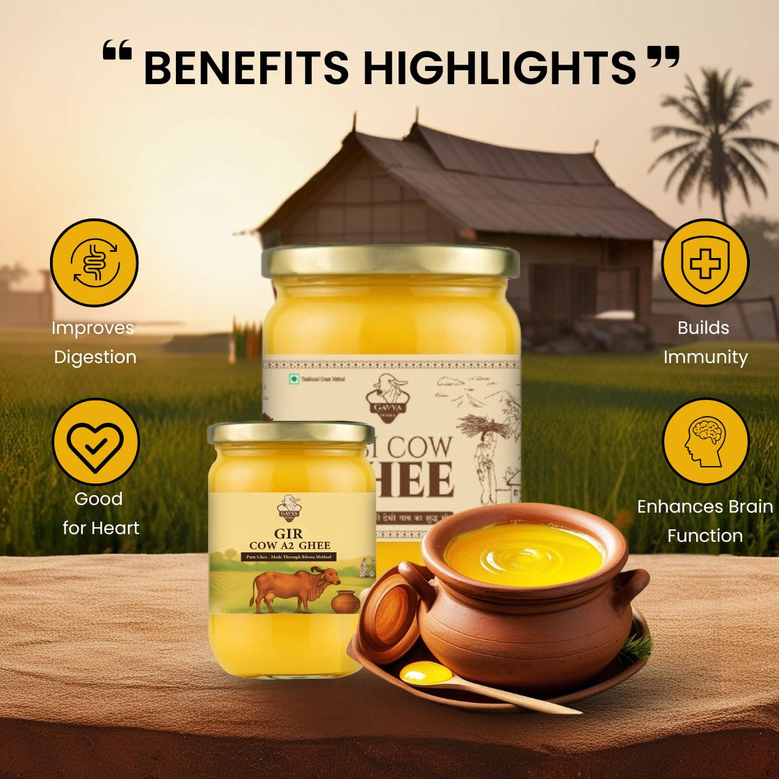 Gavyadhara A2 Desi Cow Bilona Ghee, 1000ml
