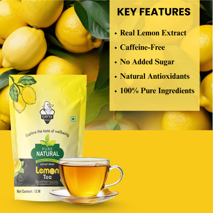 Gavyadhara Natural & Instant Lemon Tea, 120gms (15 Pouches of 8gms)